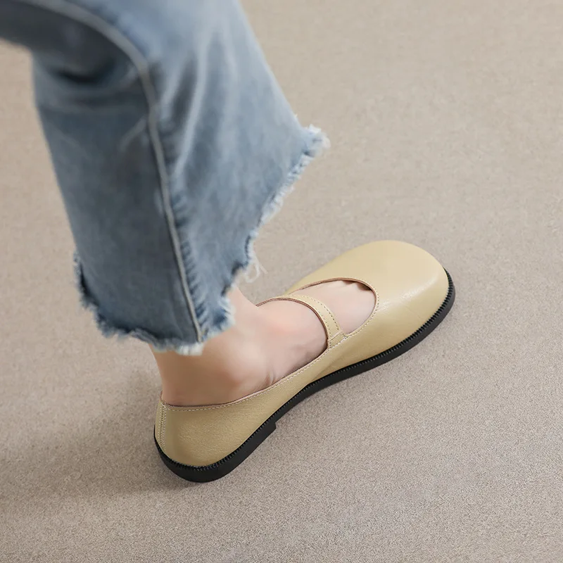 Kpop Girls' Shoes Flat Mary Jane Shoes Plus Size Soft Bottom Round Toe Shoes Women's Retro Brand Designer Platform Women's Shoes