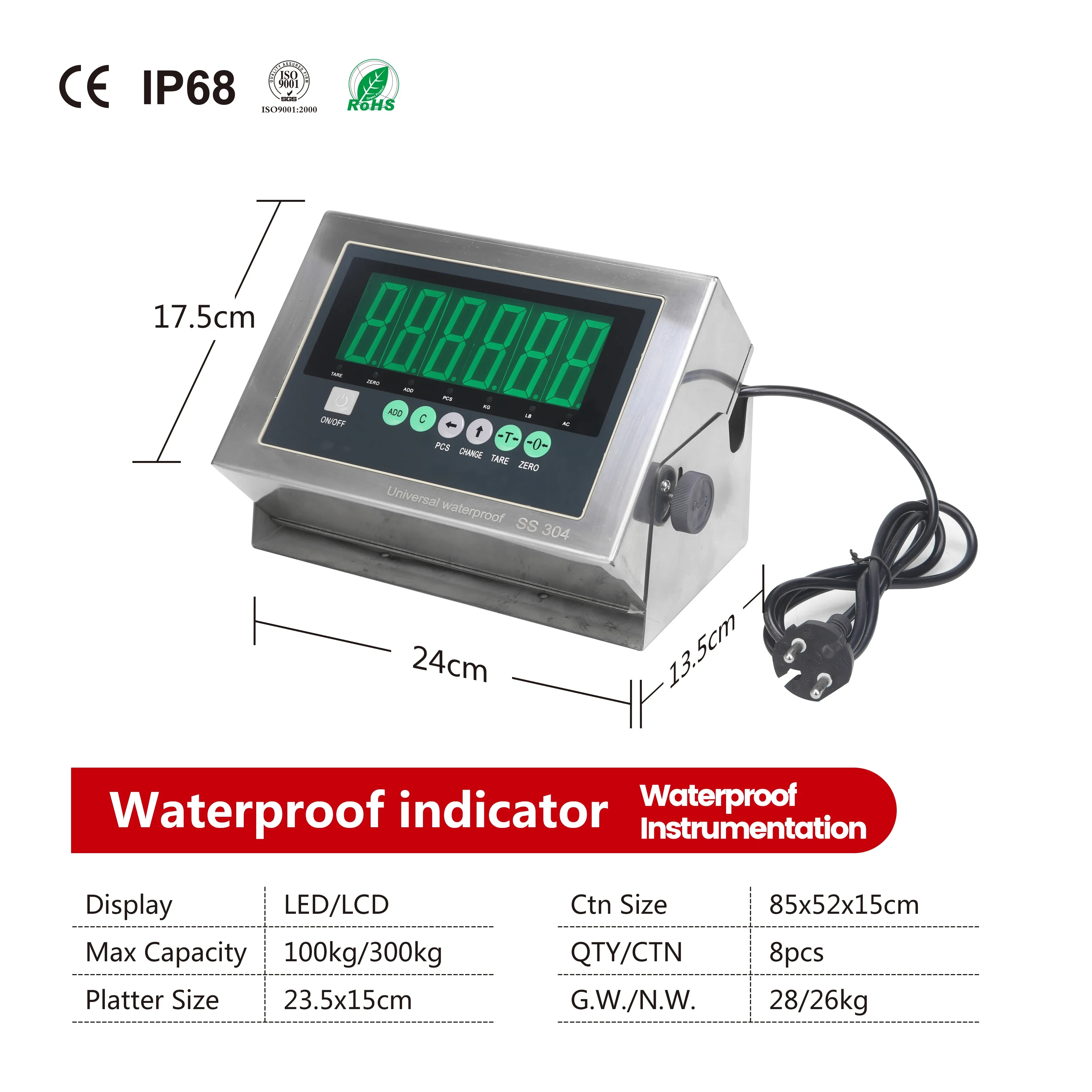 Цифровой водонепроницаемый циферблат индикатора индикатор ячейки нагрузки для