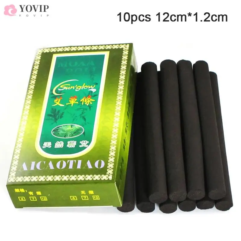 

10pcs/box Smokeless Moxa Rolls Chinese Traditional Roller Stick Black Roller Burner Moxibustion Acupuncture Massage