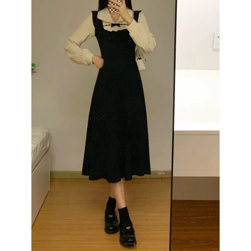 Французское винтажное двухсекционное жаккардовое платье с цветными блоками