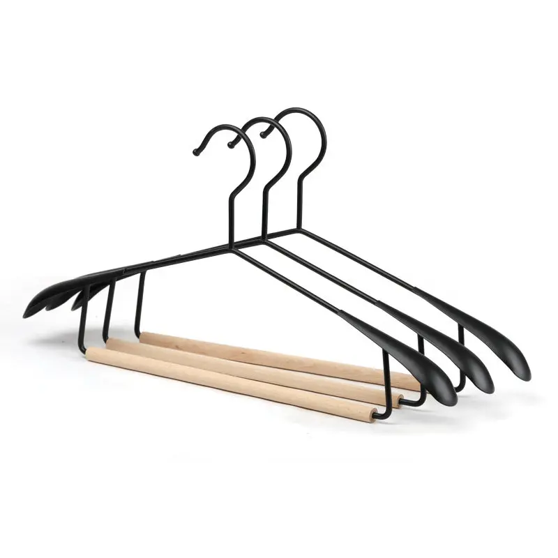 

Cabides Hanger Luxury Wardrobe With Wood Shoulder Wide Fashion Clothes Roupa Coat Para Hanger Rack Metal Wooden Suit Organizer
