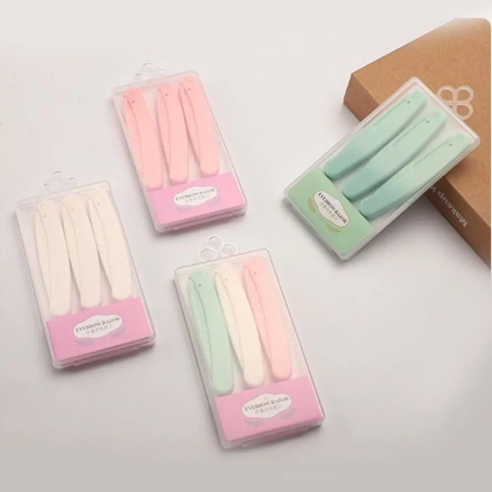 

3Pcs/Set Portable Foldable Eyebrow Razor Practical Beginner Safety Eyebrow Shaver Durable Stainless Steel Eyebrow Trimmer