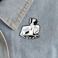 tired of enamel pin personalized black white brooch denim lapel bag contrast color girl badge cartoon jewelry gift for friends