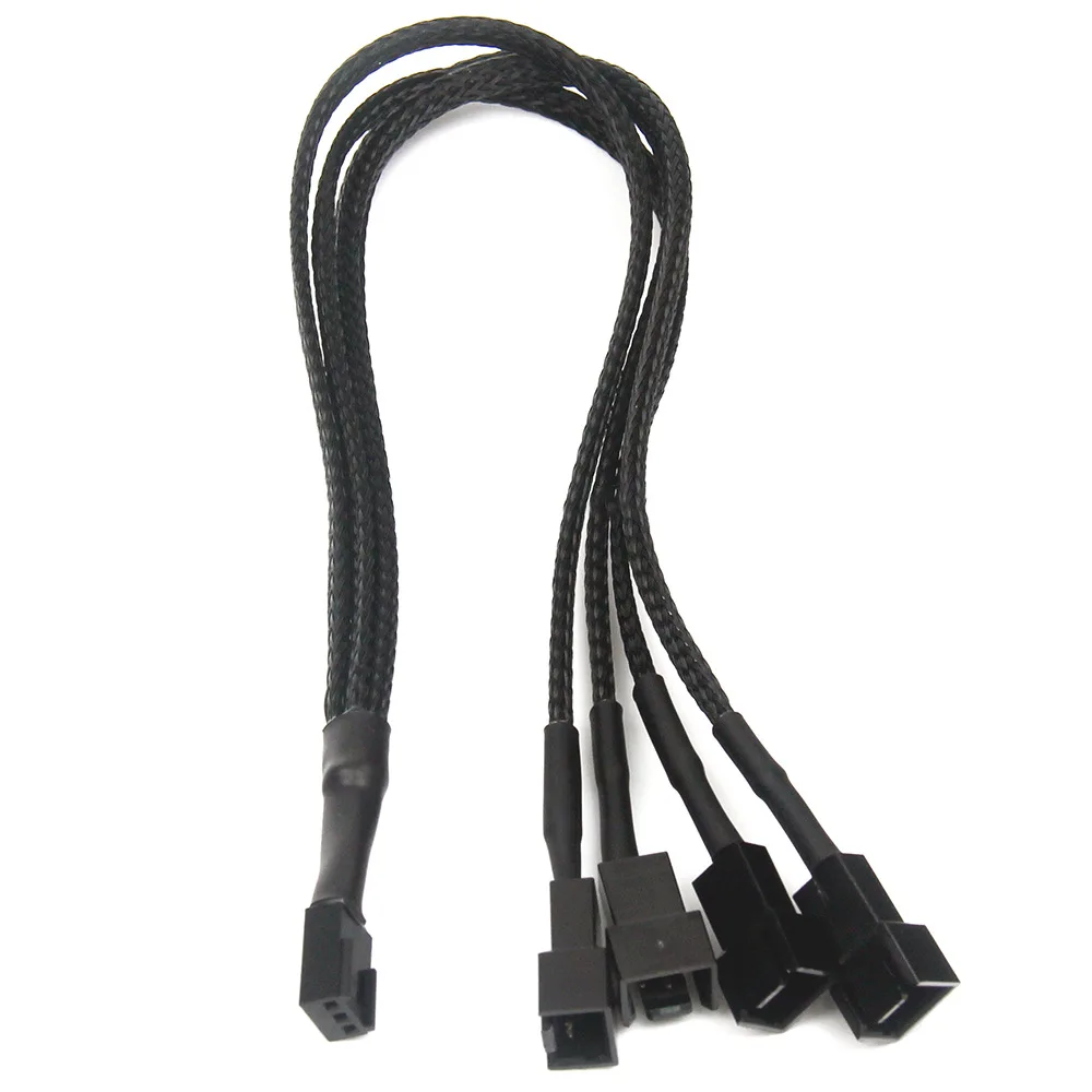

5pcs/pack PC fan cable 1 to 4 splitter cable 3pin extension fan hub cable sleeve connect to motherboard 24AWG 30cm