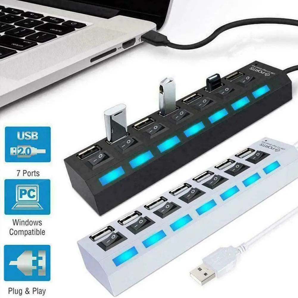 

USB Hub 2 .0 Hub USB 1.1 USB 2.0 Multi USB Splitter Power Adapter 4/7 Port Multiple Expander 2.0 With Switch For PC Accessories