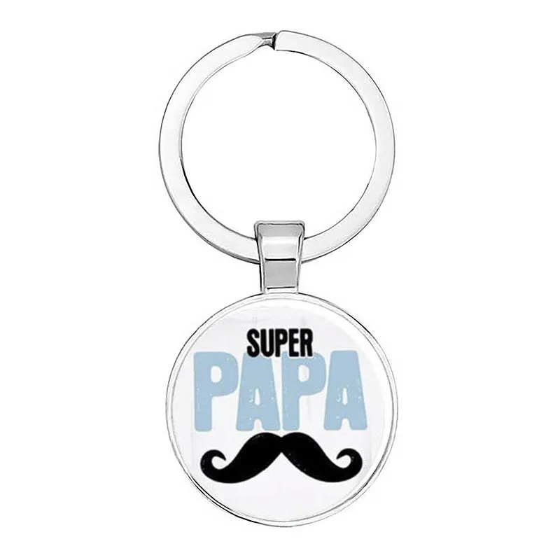 

Super Papa Keychain Convex Glass Pendant Keychain Men's Gifts Father's Day Series You Are The Best Dad Keychain Gift