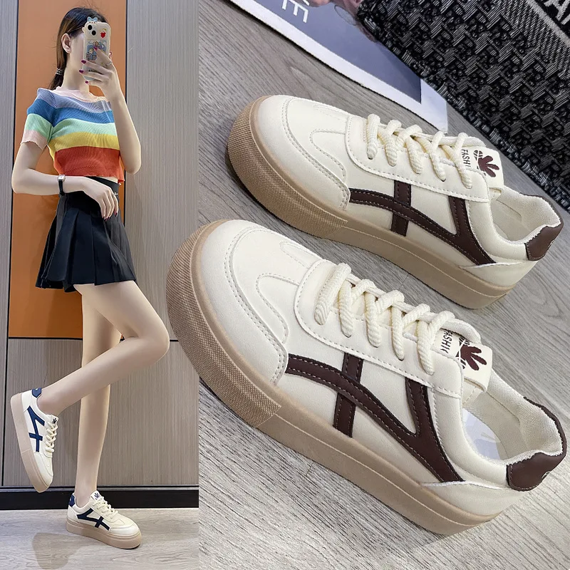 

Туфли женские на толстой подошве, повседневная универсальная спортивная обувь для тренировок, однотонные, для студентов, белые, весна 2023