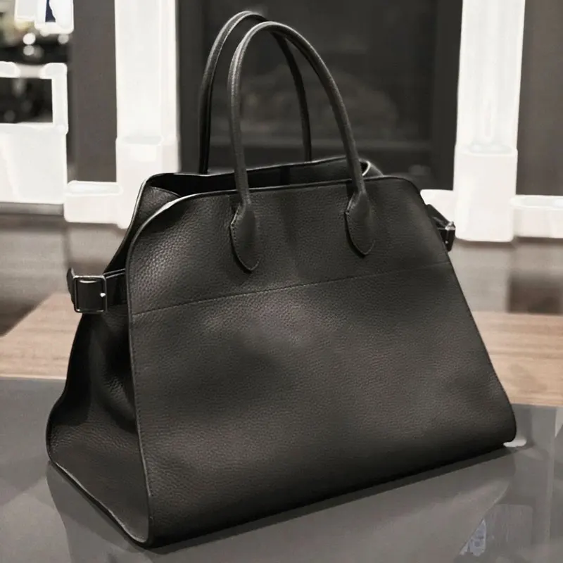 Luxury high-capacity commuter bag temperament solid color split leather handbag