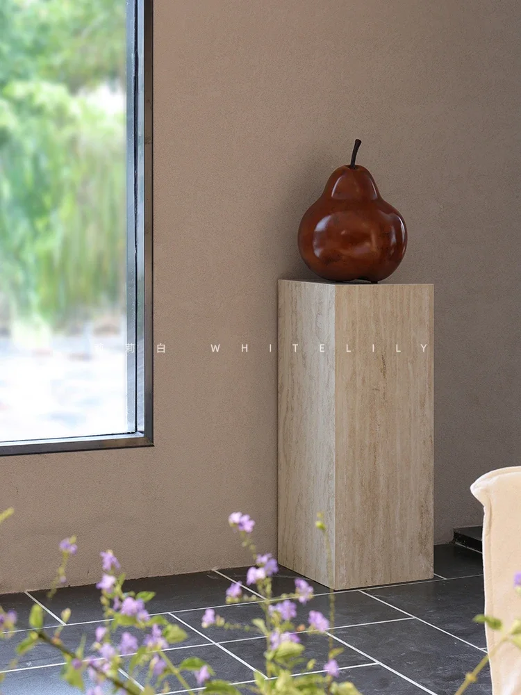 Белый античный травертин в виде лилии каменная стойка Мраморная основа