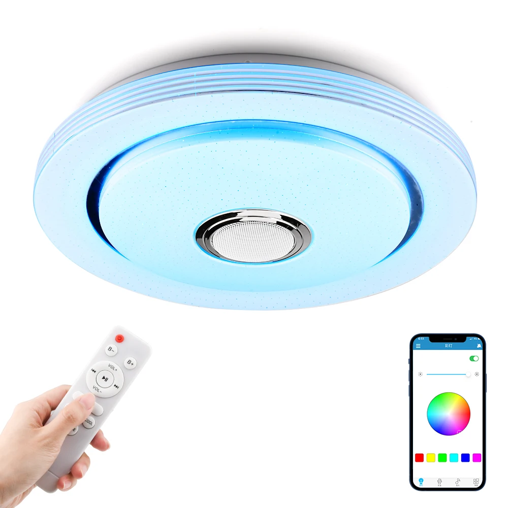 

LED Ceiling Lights bluetooth Music Speaker Cell Phone APP Remote Control Dimmable Lamps Smart Ceiling Chandelier Downlight