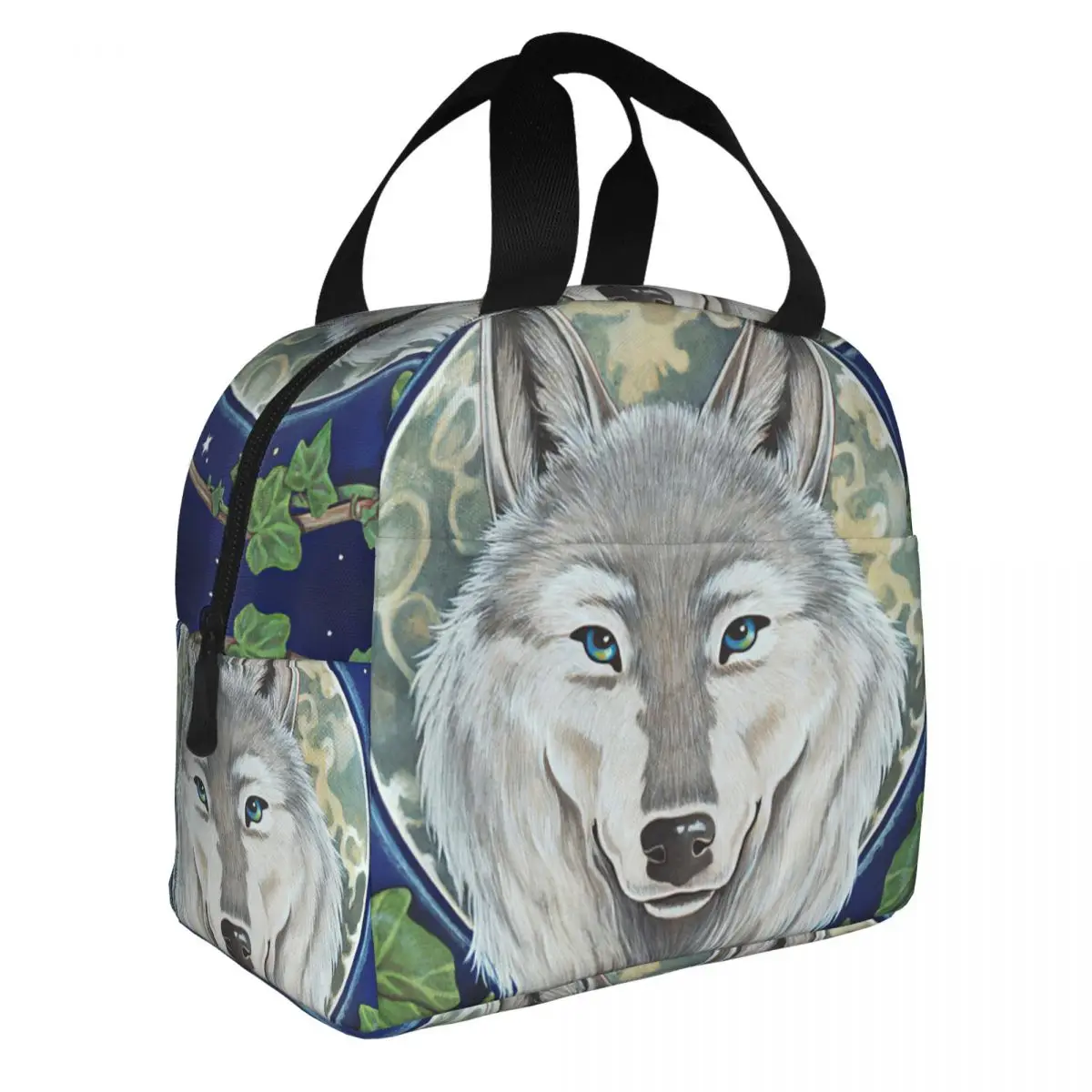 Wolf Lunch Bento Bags Portable Aluminum Foil thickened Thermal Cloth Lunch Bag for Women Men Boy