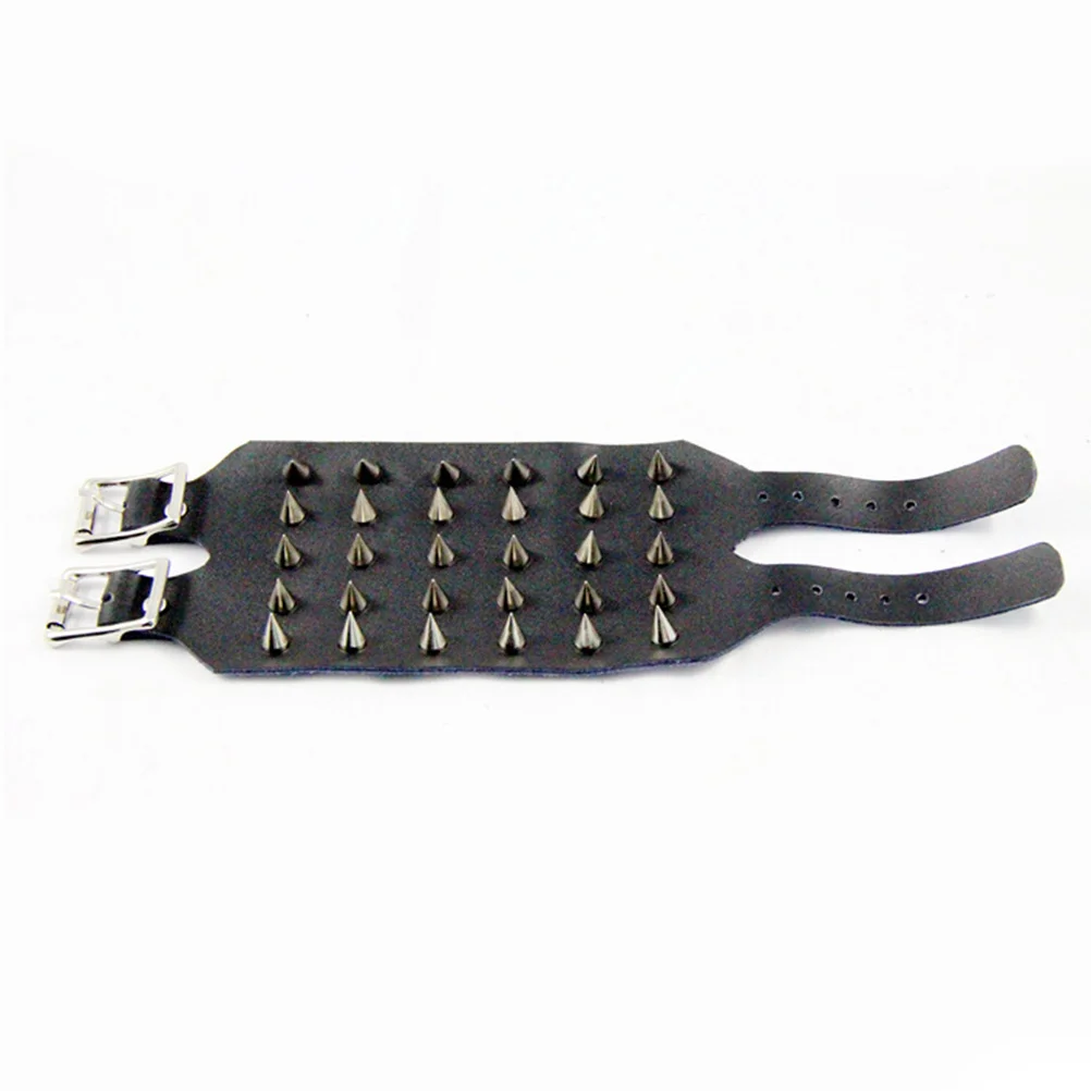 

Style Punk Brass Studded Wrist Strap Bracelet Jewelry for Decoration Use (Black) Sell