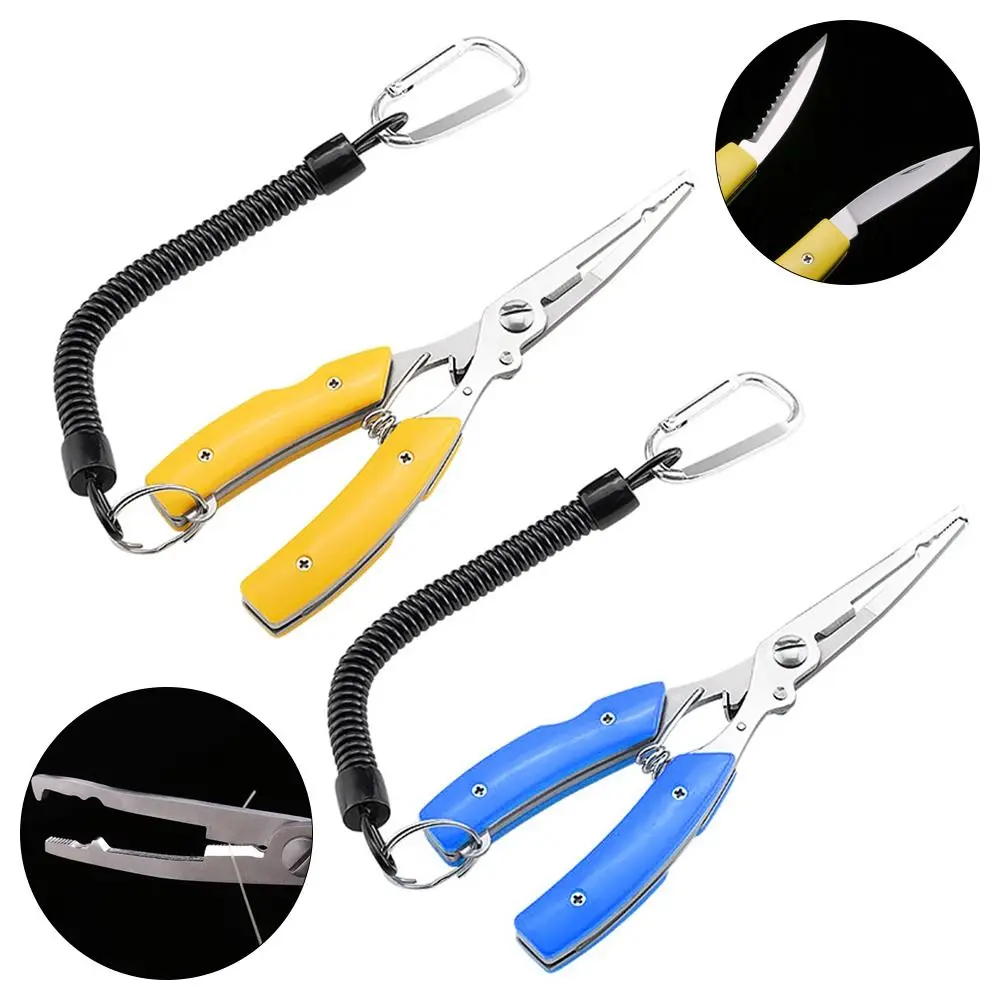 

Outdoor with Lanyard Plastic Handle Clipper Tool Stainless Steel Scissor Hook Removers Fishing Pliers Bait Line Cutter