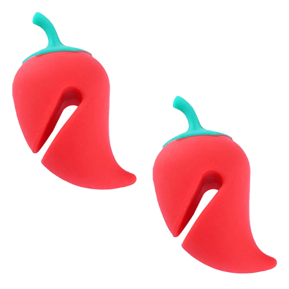 

2Pcs Silicone Spill-proof Lid Lifters Lid Pepper-shaped Steam Releasers (Red)