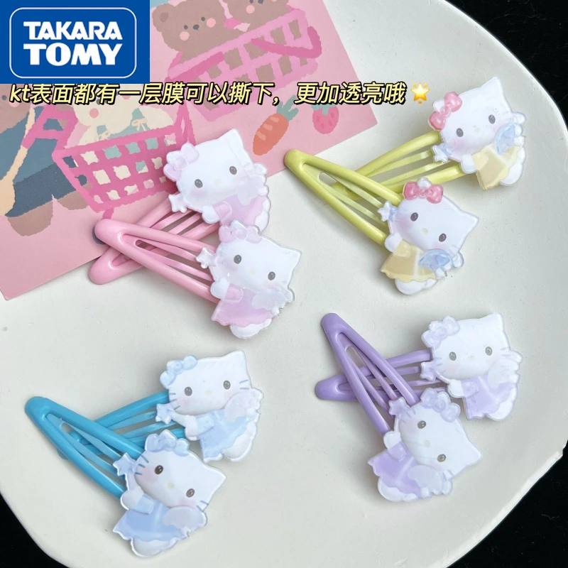 

TAKARA TOMY Новый Детский Крем Hello Kitty челка зажим для волос девочка не вредит волосам милый мультяшный милый головной убор принцессы
