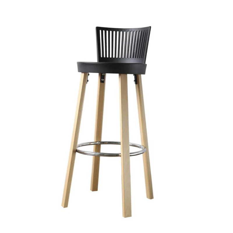 

Nordic Bar Chair PP Solid Wood Bar Chair Bar Cchair Balcony High Chair