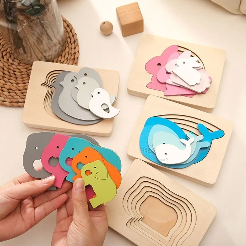 

1Set Animal 3D Puzzle Children Montessori Toys For Children Cartoon Animal Elephant Children Jigsaw Board Early Educational Toy