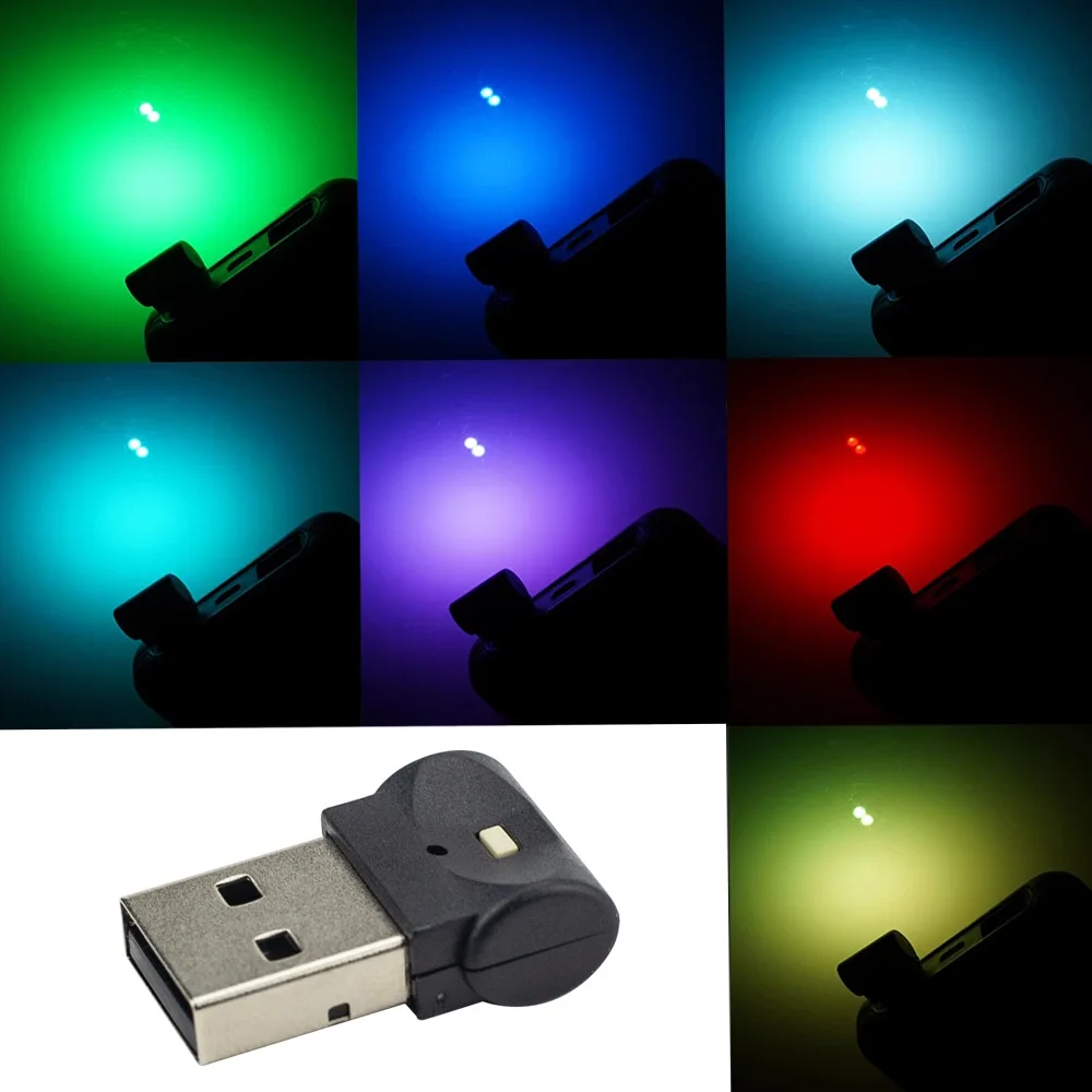 

Миниатюрный USB-светильник, 7 цветов в 1, светодиодная подсветка для салона автомобиля, декоративная лампа для салона автомобиля, неоновая под...