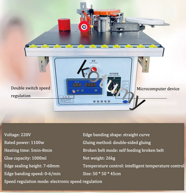 Ручной кромкооблицовочный станок прямой/игнутый портативный