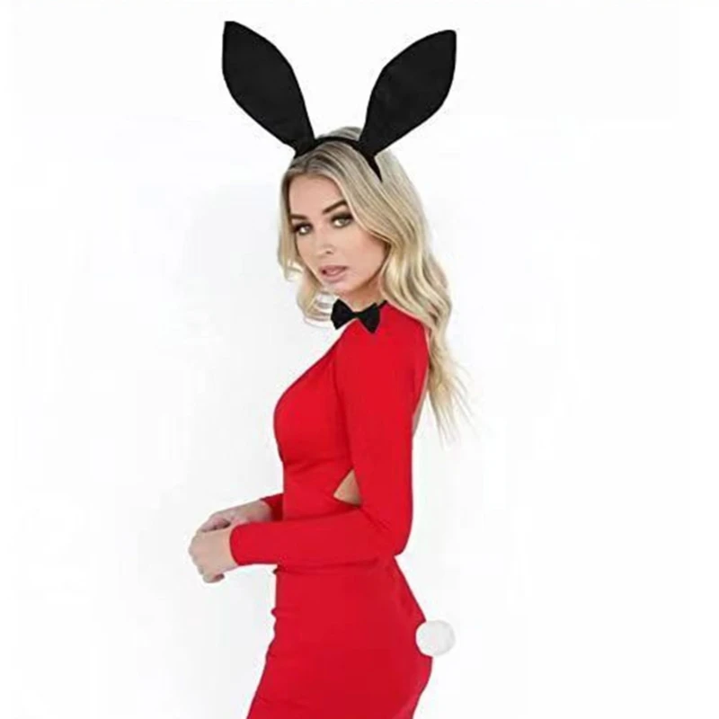 

Adult Teens Cute Christmas Rabbit Ears Shape Headband Plush Hair Hoop Makeup Live Broadcast Cosplay Party Headpieces