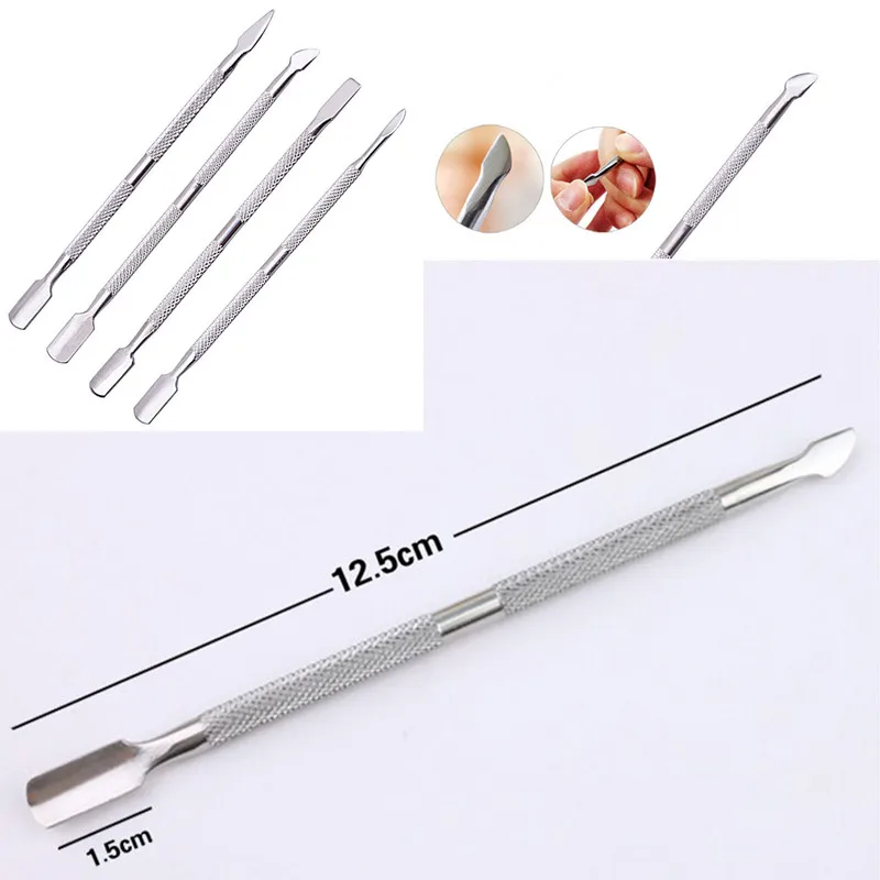 

1/5pcs Stainless Steel Cuticle Remover Nail Art Fork Manicure Tool False Tips Clear Nature Nail Art Display Oval Nail File Strip