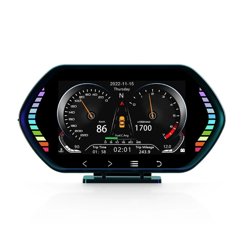 

Industrial Grade Car HUD Display with OBDGPS Clear Speedometer Water & Oil Temperature Overspeed Alarm Display Panel