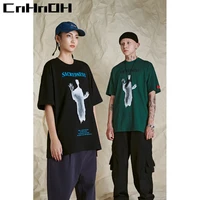 cnhnoh original country tide male tide brand short sleeved loose bf trend ins street hip hop ghost character t shirt 9118