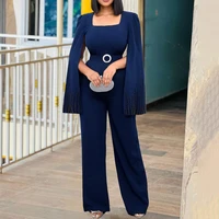 formal jumpsuits for women elegant square neck high waisted batwing sleeve elegant office ladies business work rompers overalls