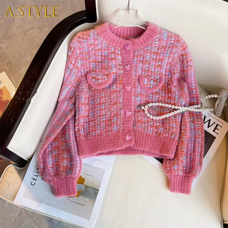 Runway Korean Spring Women's Lazy Small Fragrance High Quality Sweater Knitted Cardigan Coat Outwear Elegant Sweet Top