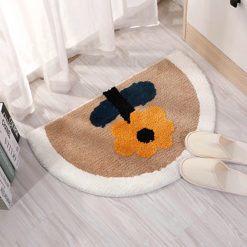Simple new flower mats pastoral Japanese style door mat bathroom absorbent mat bedroom carpet mat