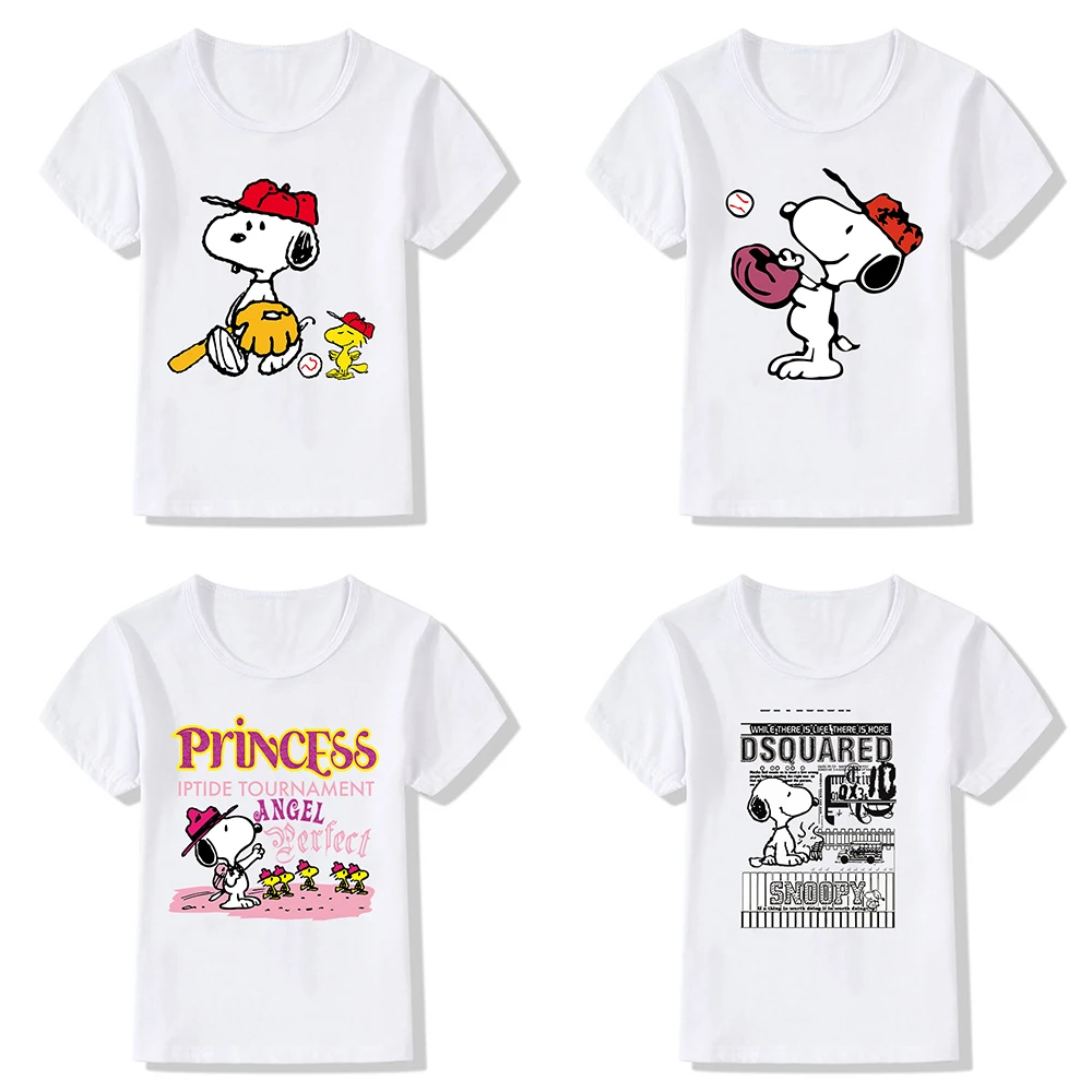 

Kids T-Shirt Snoopy Clothes Casual T Shirts Cartoons Children Anime Fashion Kawaii Tops Boys Girls Tee Shirt Urbano Short Sleeve