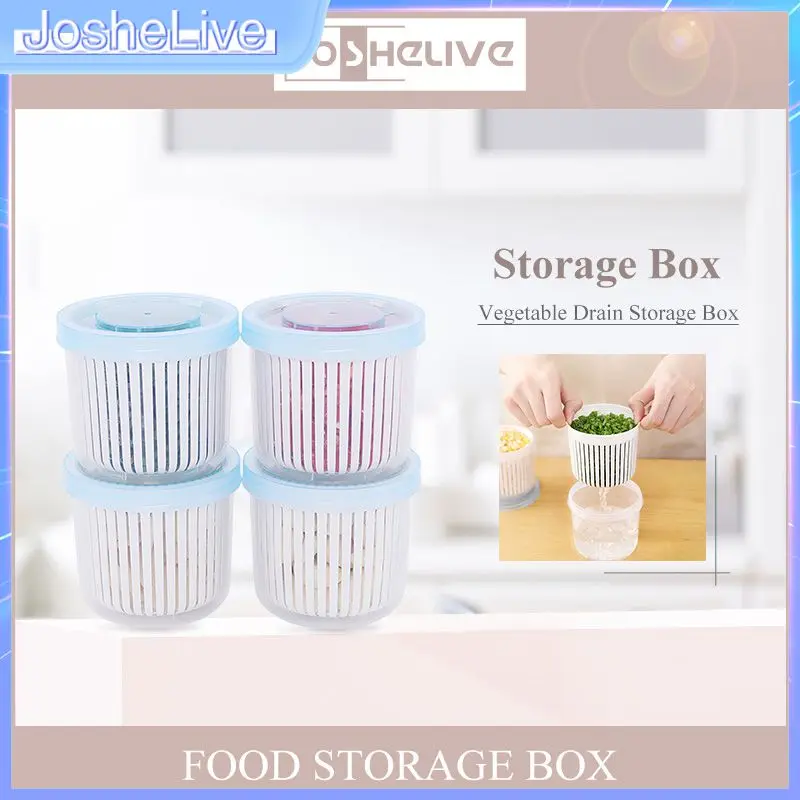 

1Pc Kitchen Refrigerator Organizer Round Storage Drain Sealed Box For Ginger Garlic Onion Refrigerator Food Crisper Debris