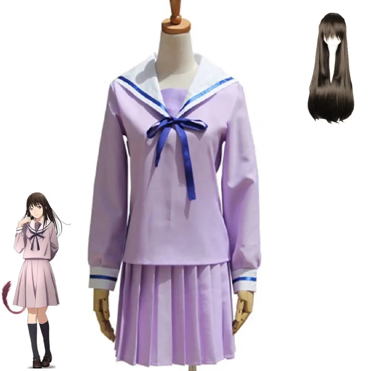 

Anime Noragami Aragoto Iki Hiyori Cosplay Costume Aldult Woman Cute Top Skirt Wig Halloween Rave Party Loli Jk Uniform Suit