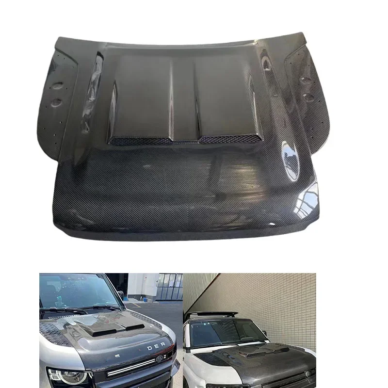 Высококачественный сухой капот из настоящего углеродного волокна для KN Style Land Rover
