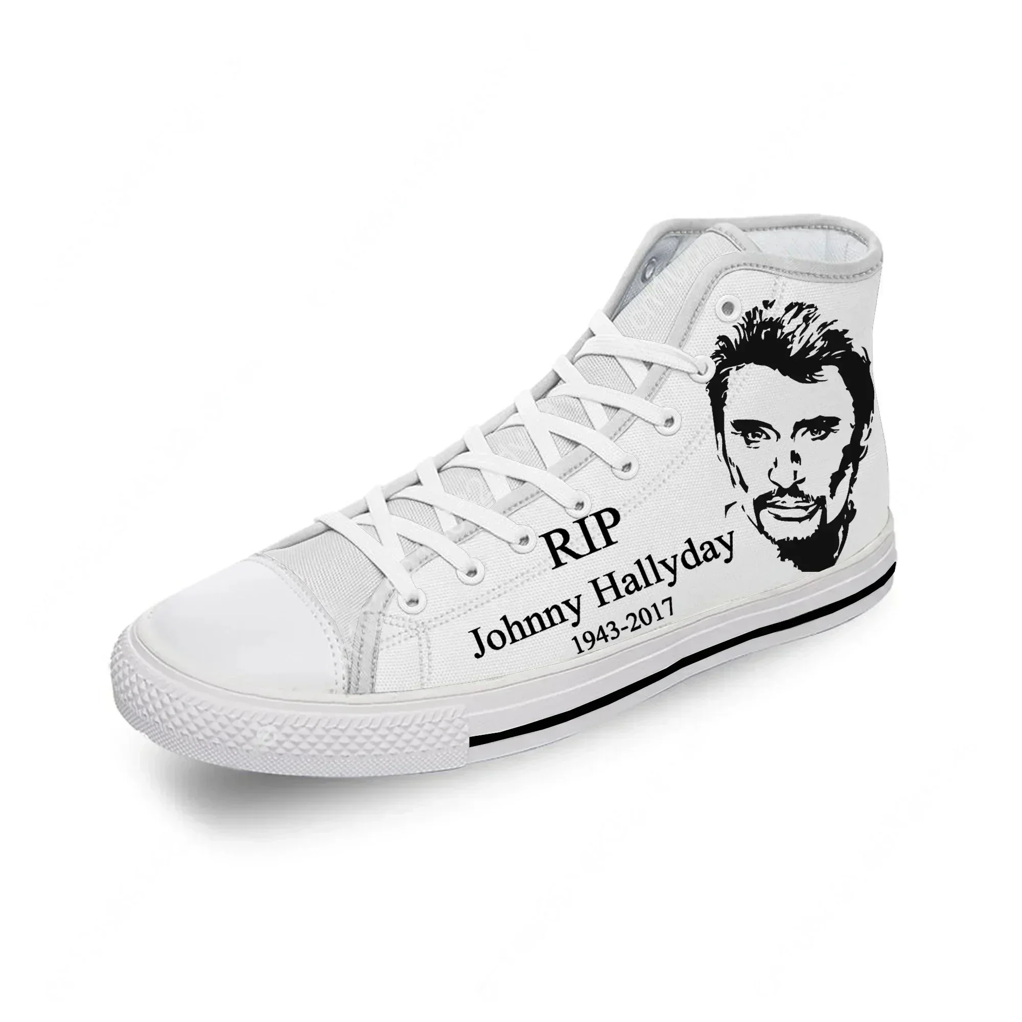 Фото Кроссовки Frech Star Johnny Hallyday с высоким берцем, мужские и женские повседневные кеды из ткани, легкие кроссовки с 3D-принтом. №2