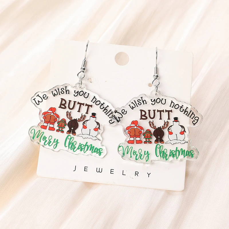 1 пара рождественских животных женские висячие серьги акриловый бант OMG