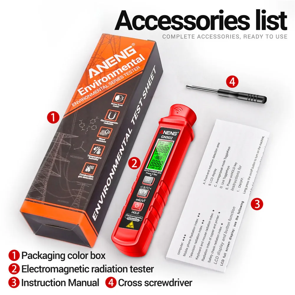 GN902 Портативный ЖК-детектор электромагнитного излучения Рентгеновский