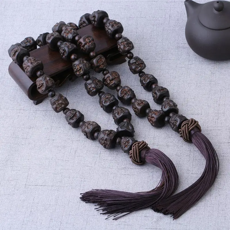 Agarwood Carving the Eighteen Disciples of the Buddha Beads Car Interior Decoration Pendant Safe Car Supplies Gift