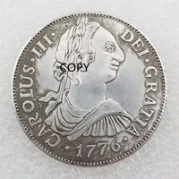 dei gratia 1776 carolus iii commemorative coin made old spanish silver dollar copy specie