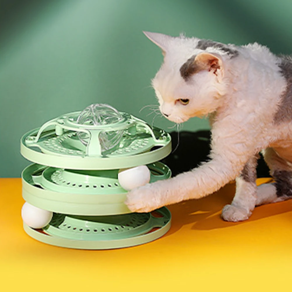 

3 Layers Pet Cat Toy DIY Turntable Kitten Scratch-resistant Tower Tracks Disc Ball Cats Training Play Plate Toys