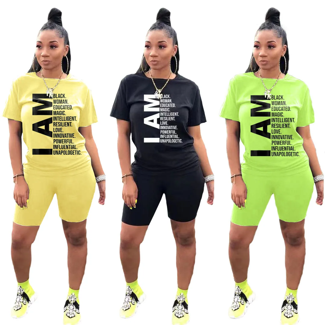 

Womens Two Peice Sets Summer 2022 Letter Black Two Piece Outfit Casual Outfit 2 Piece matching Clothes Two Piece Shorts Set
