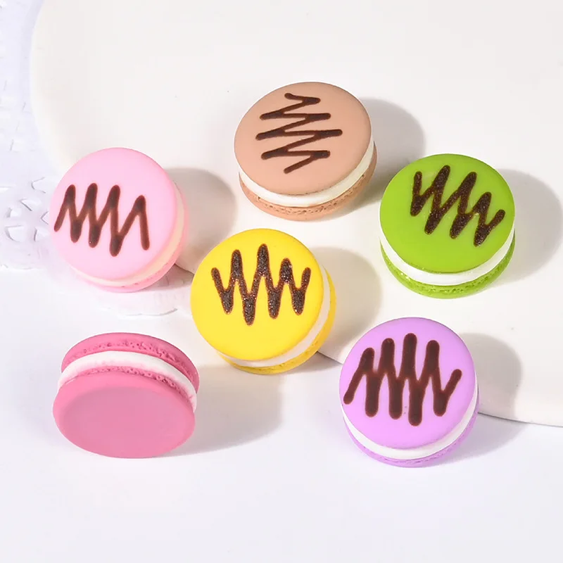 

10pcs Diy Macaroon Cute Resin Cream Biscuits Miniature Accessories Craft Supplies Scrapbooking Material Figures Kawaii Flatback