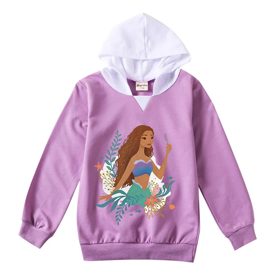 

the little mermaid Hoodie Kids Hooded Coats Baby Girls Clothes Teenager Boys Full Sleeve Sweater Children Pullover Sweatshirt