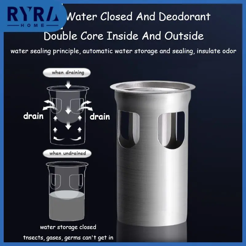 

Floor Drain Double Core Anti-clogging Drainer Anti-odor Gravity Flip Cover Floor Strainer Bathroom Kitchen Tools Gadgets Leakage