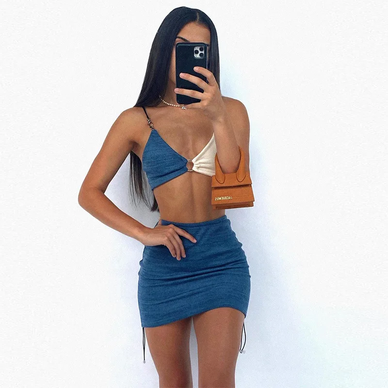 

2022 Spaghetti Strap Drawstring Ruched Cut-Out Sexy Backless Mini Dress for Women Club Party Sleeveless Dresses Bodycon