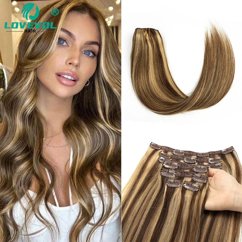 7 шт. 120 г накладные волосы на клипсе 100% человеческие двойное плетение Remy