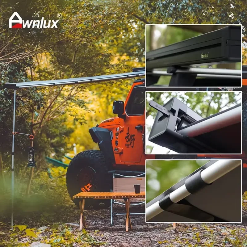 Фото Выдвижной боковой тент Awnlux 2.5x2.5м для внедорожников и кемперов, алюминиевый, для активного отдыха и путешествий №2