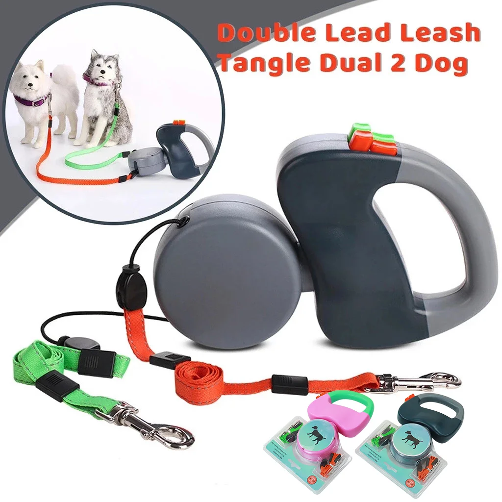

Reflective Supplies Two Pet Rope Traction Patrol Automatic Two Puppy Retractable Leash Rope One Dogs Dog Plus Double-ended Chain