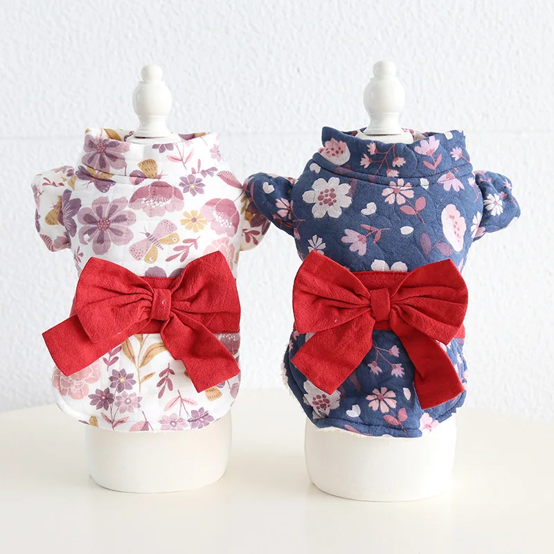 

Japanese Skirt Dog Clothes Dress Sakura Dogs Clothing Fashion Bowknot Kawaii White Pet Costume Autumn Winter Ropa Para Perro