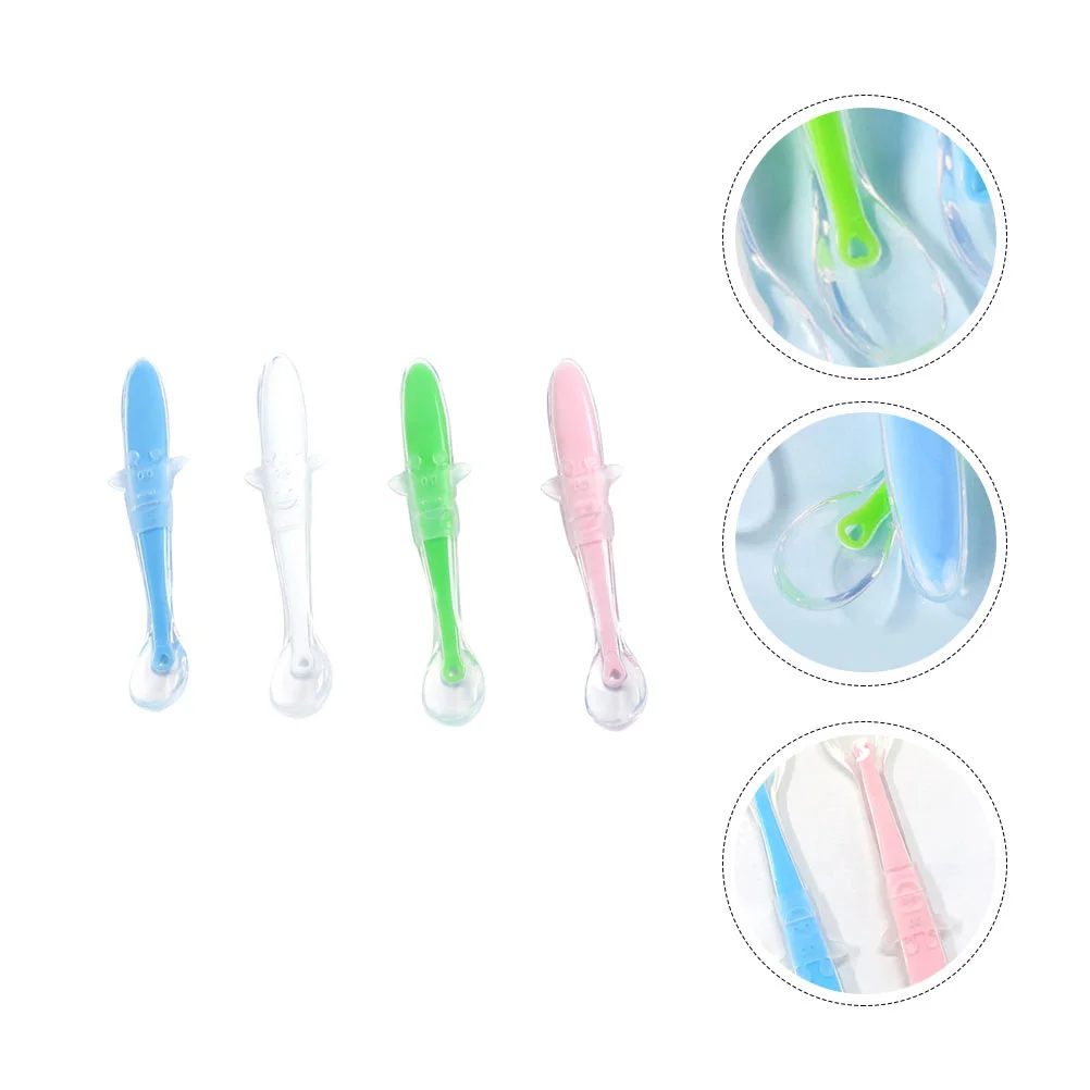 

Spoon Silicone Baby Infant Eating Training Feeding Kid Complementary Rice Paste
